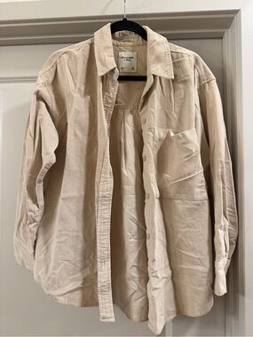 Abercrombie & Fitch Light Cream Corduroy Shirt Jacket